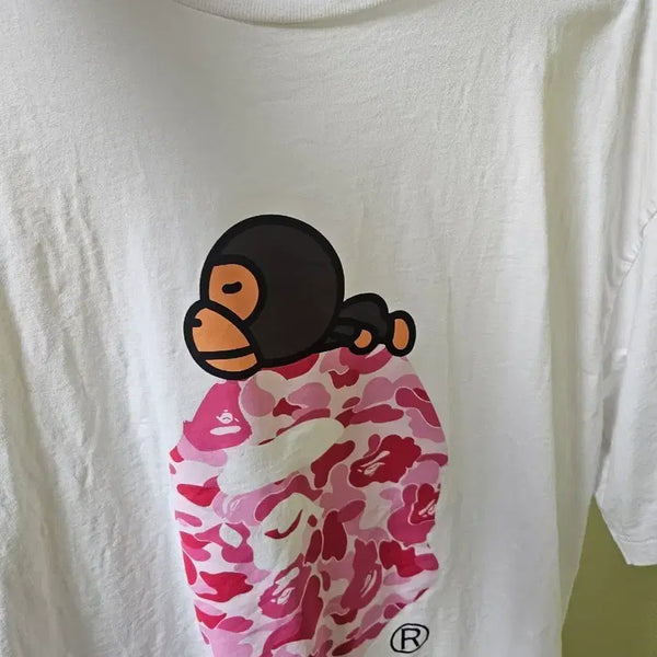 [BUNJANG] Bape Camo Monkey T-Shirt Pink, Stussy Cherry T-Shirt / 베이프 카모 원숭이 반팔 티셔츠 핑크 스투시 체리 반팔티 정품