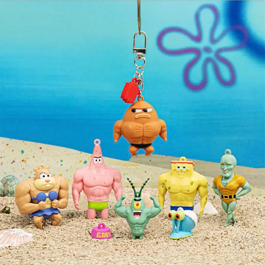 [BUNJANG] SpongeBob Muscle Figure Keychain (Hidden Confirmed) / [새상품] 스폰지밥 근육빵빵 피규어 키링 (히든 확정)
