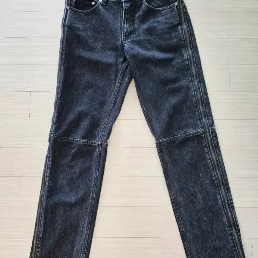 [BUNJANG] Peace Worker Men's Black Pirate New Straight Denim Jeans / 피스워커 남성 사이드 지퍼 청바지/ 28사이즈