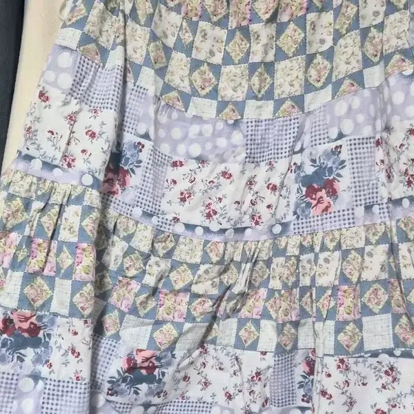 [BUNJANG] Vintage Mori Girl Patchwork-Inspired Skirt / 빈티지 모리걸 패치느낌스커트