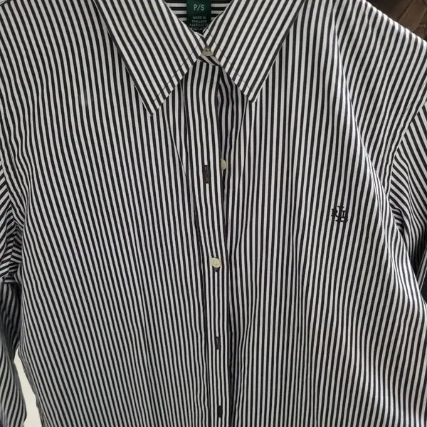 [BUNJANG] Ralph Lauren Striped Shirt Brown/White Size P/S / 랄프로렌 스트라이프 셔츠 브라운/화이트 P/S