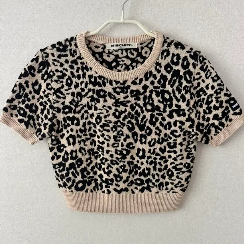 [BUNJANG] MSCHF Leopard Short Sleeve Knit Top (Size S) / 미스치프 MSCHF 레오파드 반팔 니트 S