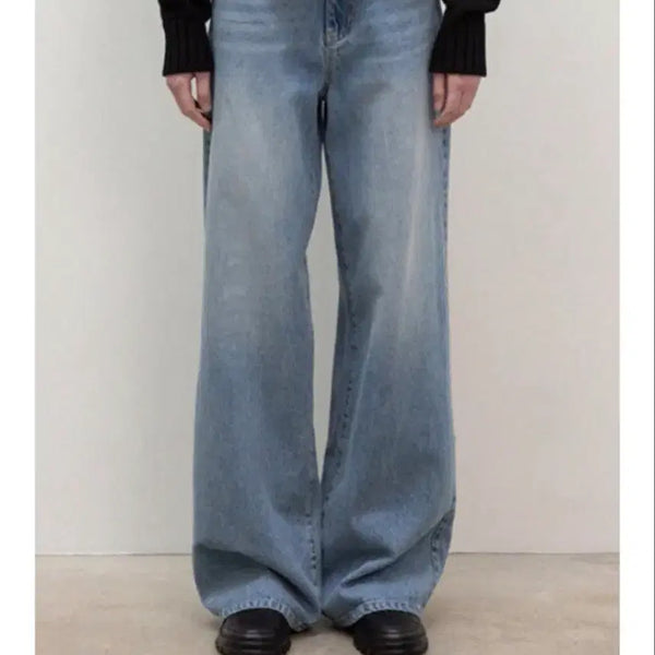[BUNJANG] Le Wide Fit Washed Denim Jeans / 르 와이드핏 워시드데님