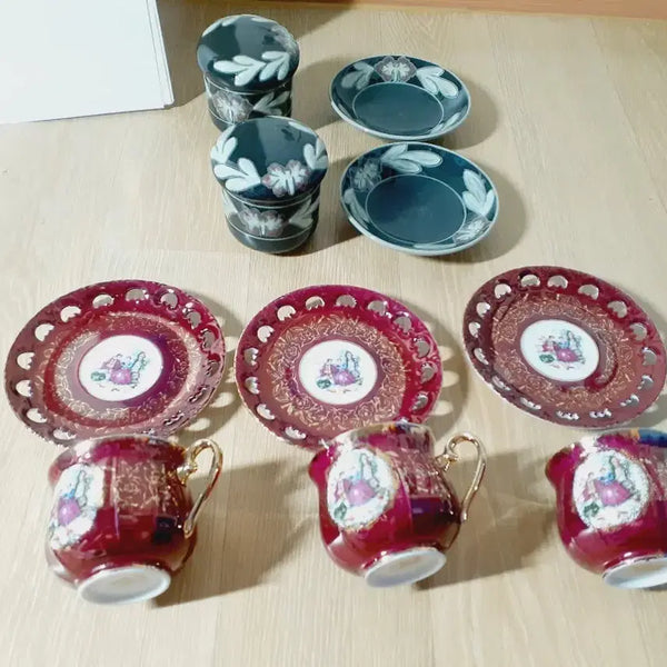 [BUNJANG] Shibata Frigonaar "Lovers" Vintage Teacup Set - Made in Japan / 사진전부 일본 빈티지 찻잔 세트 시바타 프리고나르 연인 찻잔 작가 컵 인테리어 커피잔 그릇 앤틱 인테리어소품 컵세트