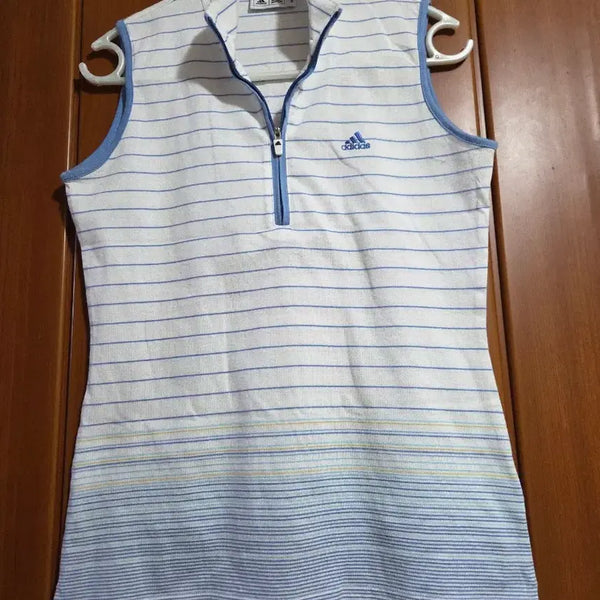 [BUNJANG] Adidas Golf Sleeveless Knit White Blue / 아디다스 골프 민소매 니트 화이트 블루