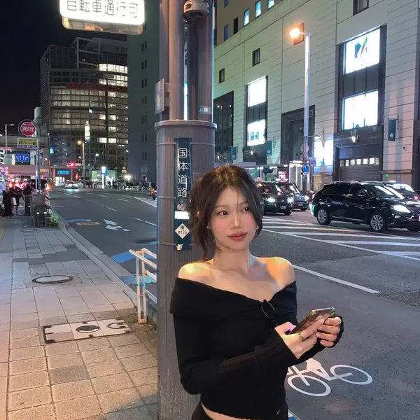 [BUNJANG] ONT Collar Knit Top Black / 온트 카라 니트 탑 블랙