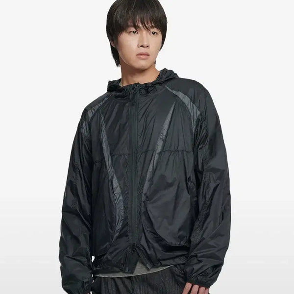 [BUNJANG] Nomaterial Light Slash Jacket Glossy Black Windbreaker / [S] 노매뉴얼 라이트 슬래시 재킷 글로시 블랙 바람막이