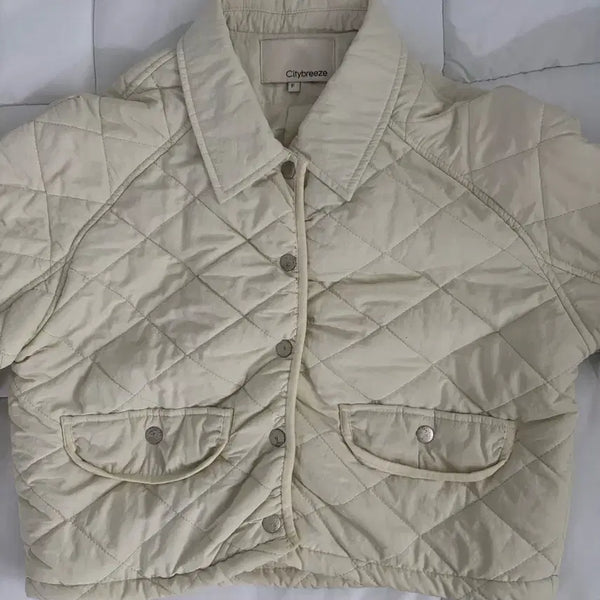 [BUNJANG] Citybreeze Quilting Crop Padded Jacket Ivory / 시티브리즈 퀄팅 크롭 패딩 ivory
