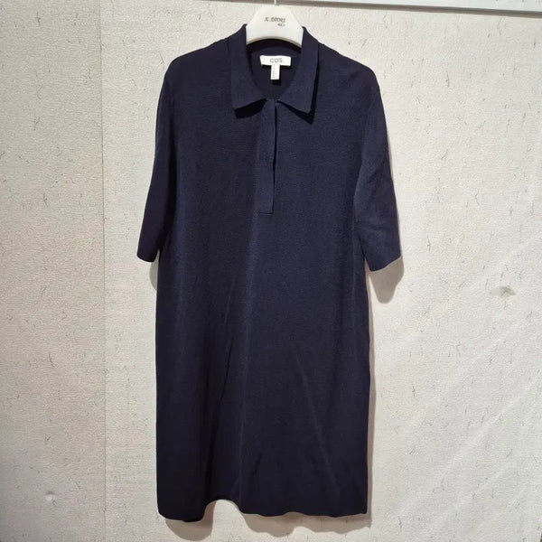 [BUNJANG] COS Navy Knit Polo Dress / 코스 네이비 니트 폴로 원피스