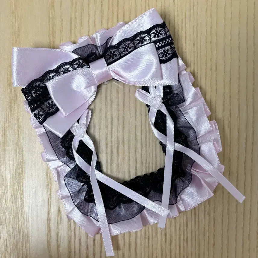 [BUNJANG] Black Pink Ribbon Lace Top Loader Jirei-kei Style / 레이스 탑꾸 탑로더 지뢰계st 블랙 핑크 리본