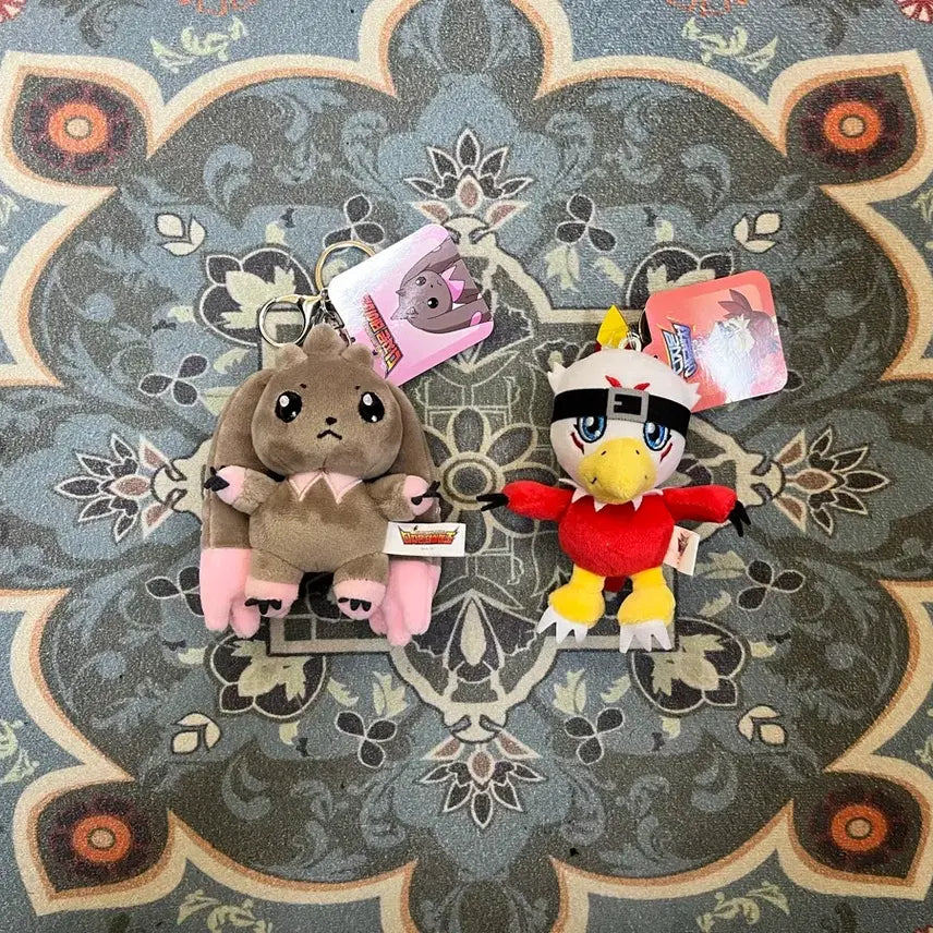 [BUNJANG] Digimon Lopmon & Hawkmon 8cm Plush Keychain Set (New) / 1+1디지몬_로프몬,호크몬 8cm 인형 키링 세트 새상품