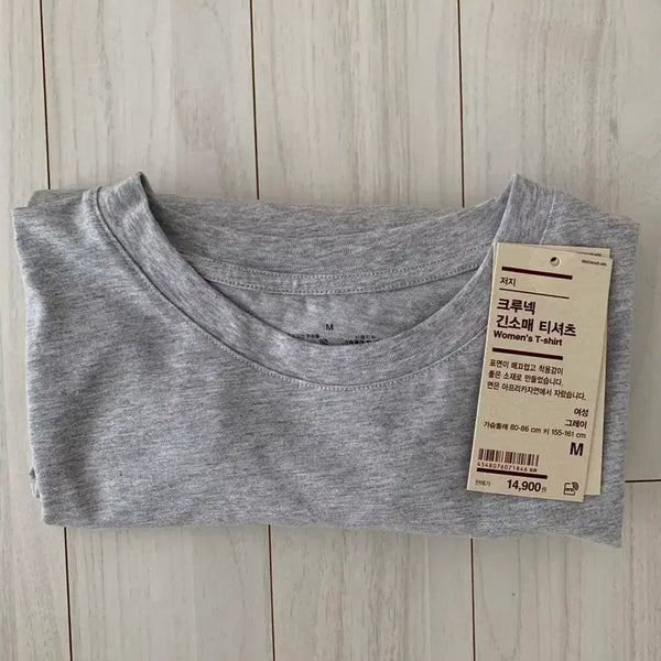 [BUNJANG] Muji Long Sleeve T-Shirt Grey / (새상품) 무인양품 긴팔 티셔츠 그레이