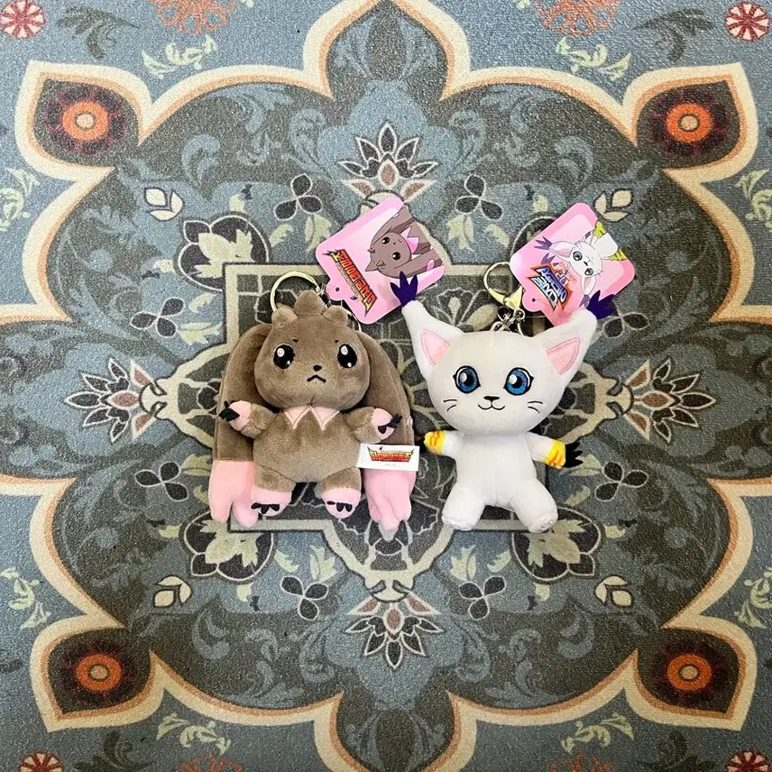[BUNJANG] Digimon Lopmon & Gatomon 8cm Plush Keychain Set / 1+1디지몬_로프몬 가트몬 8cm 인형 키링 세트 새상품