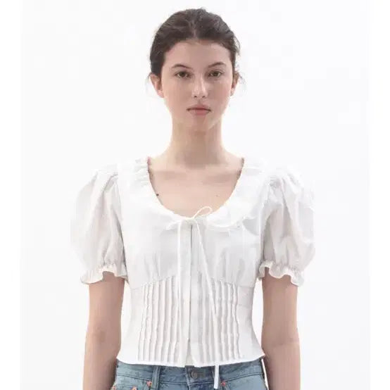 [BUNJANG] AvieMua Puff Sleeve Pintuck Blouse / 아비에무아 퍼프 슬리브 핀턱 블라우스