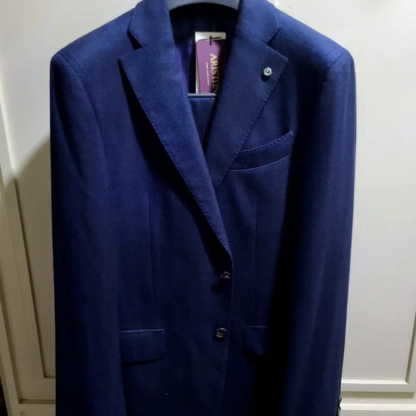 [BUNJANG] Vanhart di Albazar Italy Ariston Herringbone Royal Blue Flannel Wool Suit / 반하트 디 알바자 / 이태리 아리스톤 헤링본 로얄 블루 플란넬 울 셋업 수트 / 100, 32