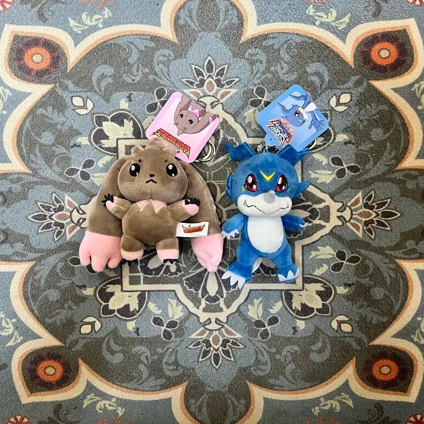 [BUNJANG] Digimon Lopmon & V-mon 8cm Plush Keychain Set / 1+1디지몬_로프몬,브이몬 8cm 인형 키링 세트 새상품