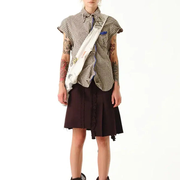 [BUNJANG] OPEN YY Color Block Wire Shirt - Beige / OPEN YY Color Block Wire Shirt - Beige