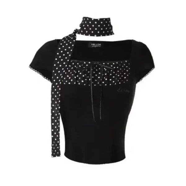 [BUNJANG] Hilda Dot Square Cropped Top / Hilda 힐다 도트 스퀘어 크롭탑 (마지막 가격내림)