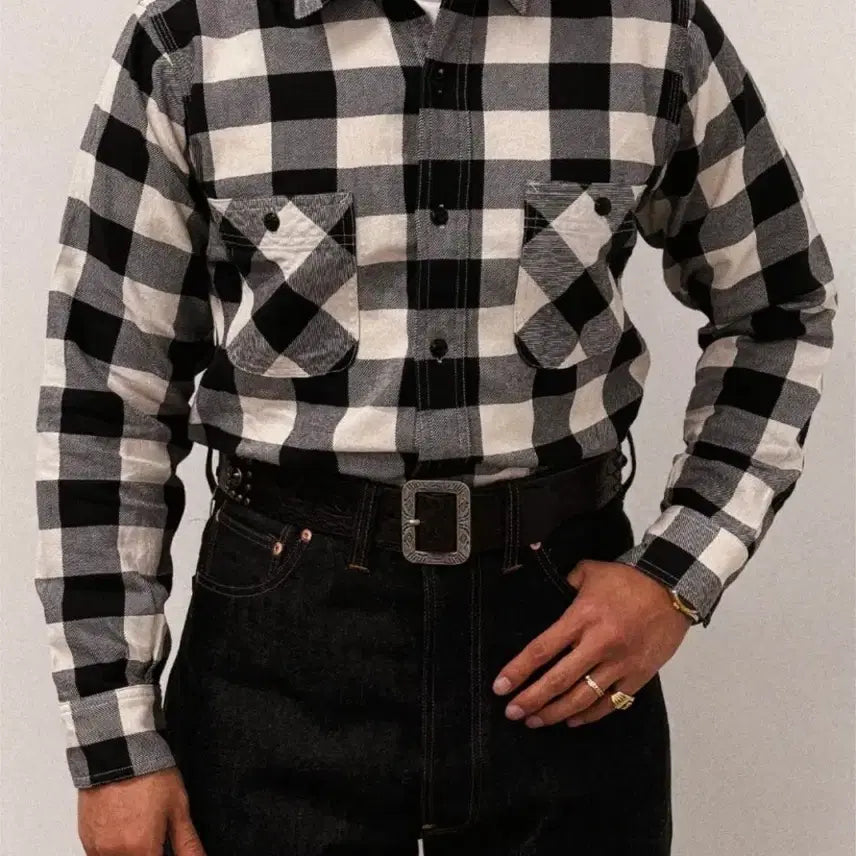 [BUNJANG] Militora Plaid Shirt Black and White Check Pattern / 밀리토라 플레이드 셔츠 플래드 버팔로 셔츠 M