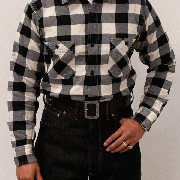 [BUNJANG] Militora Plaid Shirt Black and White Check Pattern / 밀리토라 플레이드 셔츠 플래드 버팔로 셔츠 M