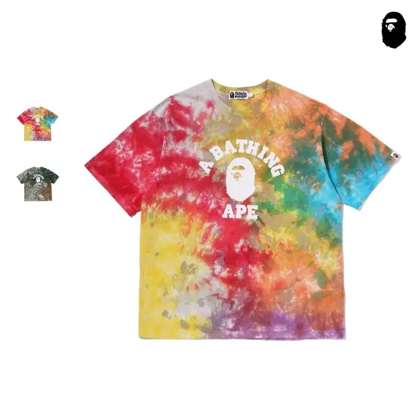 [BUNJANG] BAPE Tie-Dye College Relaxed Fit T-Shirt / 베이프 타이다이 컬리지 릴랙스핏 반팔티