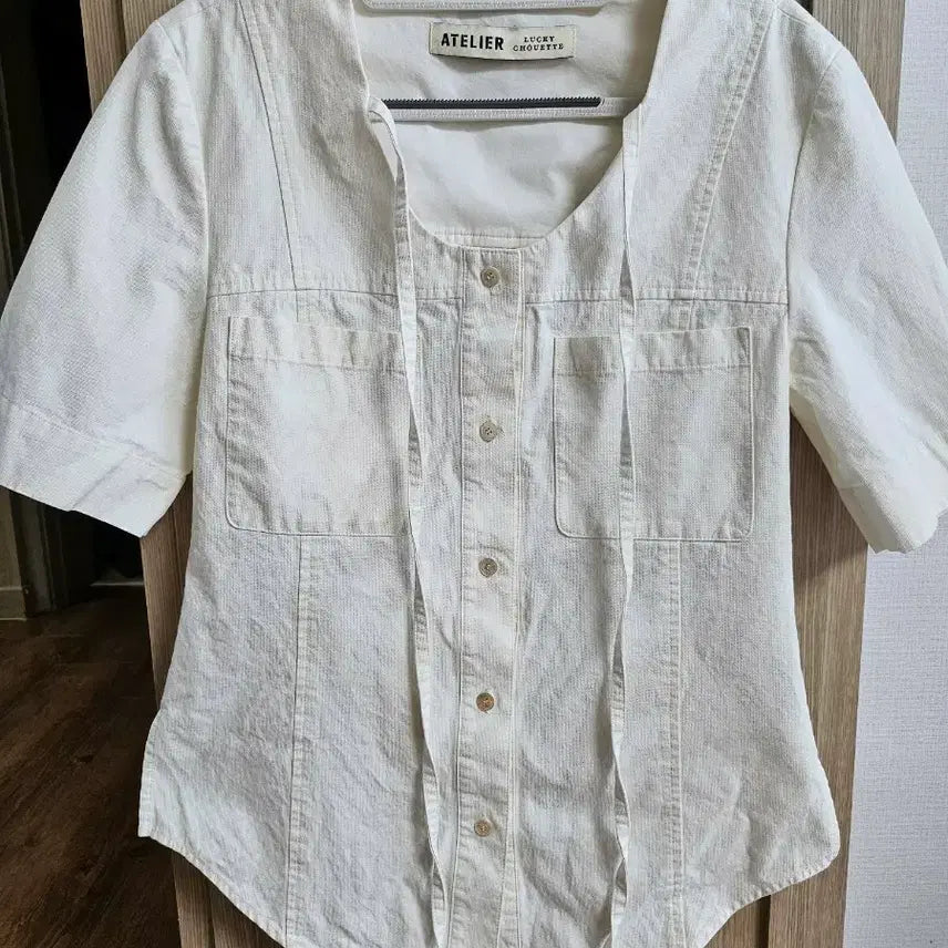[BUNJANG] Lucky Chouette Atelier Short Sleeve Shirt Ivory / 럭키슈에뜨 아뜰리에 반팔 셔츠 아이보리 36