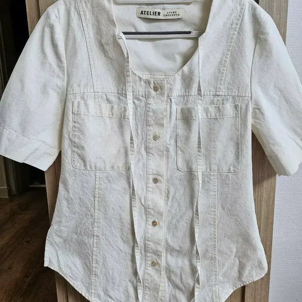 [BUNJANG] Lucky Chouette Atelier Short Sleeve Shirt Ivory / 럭키슈에뜨 아뜰리에 반팔 셔츠 아이보리 36