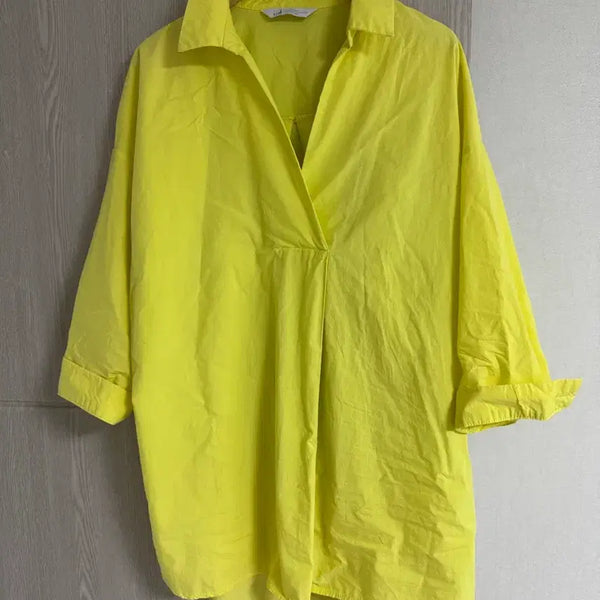 [BUNJANG] AiSDA Cotton Long Shirt Yellow / 아이잗 면 롱셔츠 옐로우 FREE
