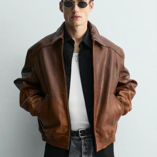 [BUNJANG] Zara Burgundy Leather Jacket Medium / 자라 가죽자켓 M