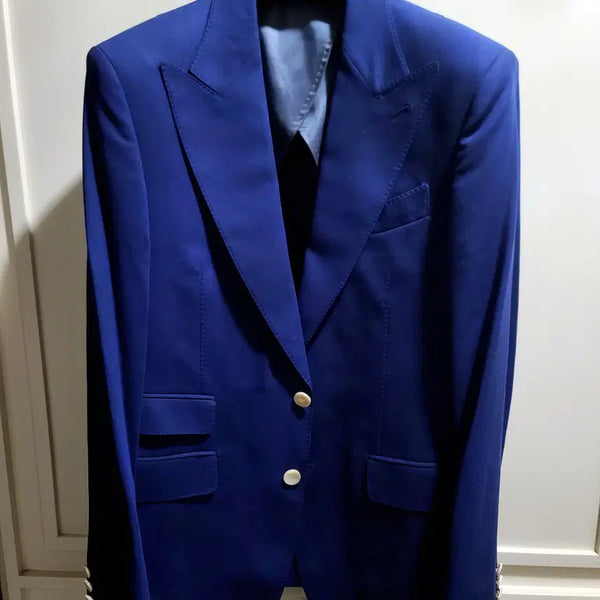 [BUNJANG] Vanhart di Albazar Cobalt Blue Mohair Wool Peak Lapel Blazer Jacket / 반하트 디 알바자 / 이태리 모헤어 울 코발트 블루 와이드 피크드라펠 블레이져 자켓 / 100-103