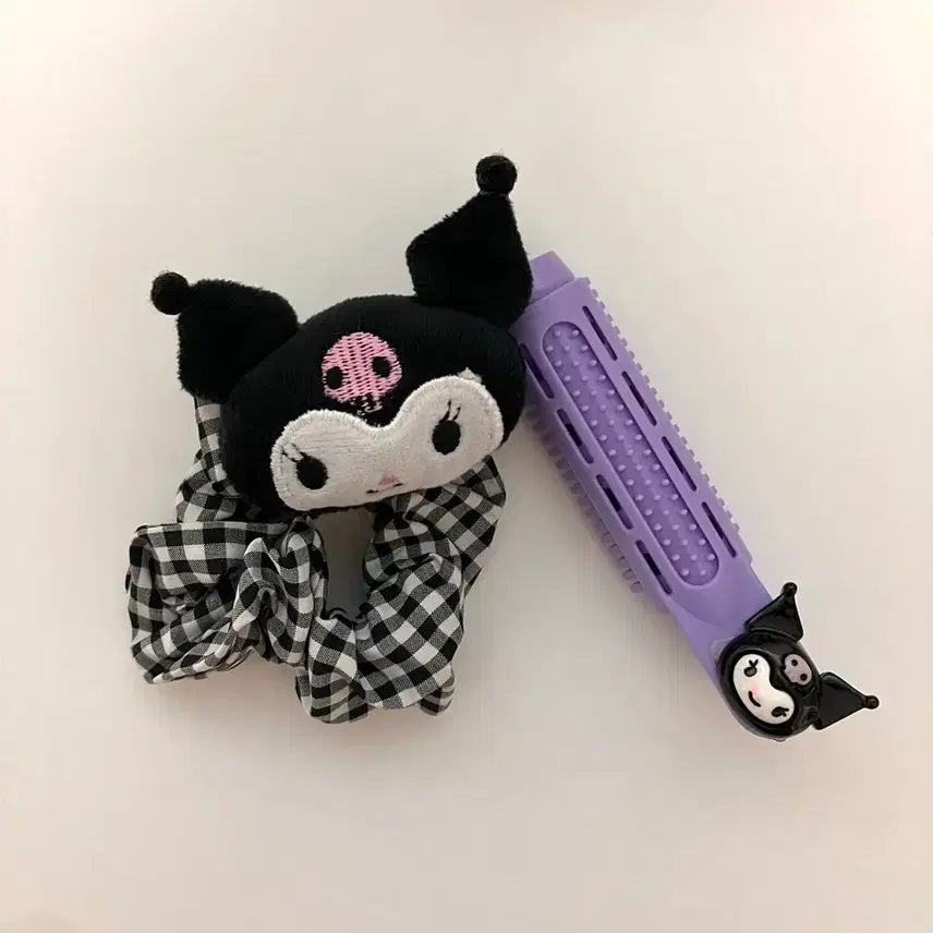 [BUNJANG] Sanrio Kuromi Hair Roll & Hair Tie Bundle / 산리오 쿠로미 헤어롤 머리끈 일괄