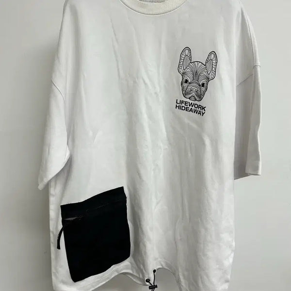 [BUNJANG] LifeWork French Bulldog Wide Short Sleeve T-Shirt L / 라이프워크 프렌치불독 와이드 반팔티 L