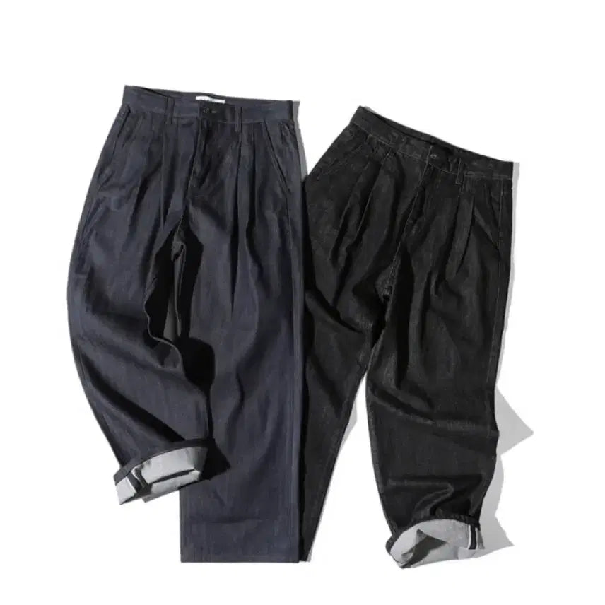 [BUNJANG] Beslow Wide Fit Two-Tuck Selvedge Denim Pants [Black] / 네고O (30) 비슬로우 와이드 핏 투 턱 셀비지 데님 팬츠 [블랙] 실착 0회