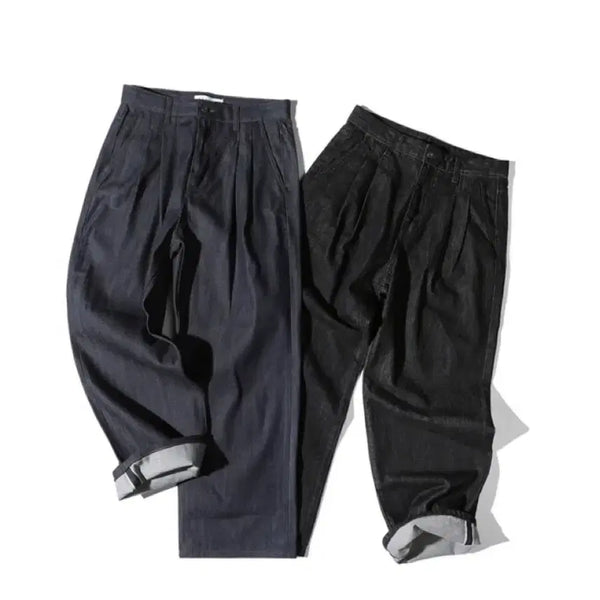 [BUNJANG] Beslow Wide Fit Two-Tuck Selvedge Denim Pants [Black] / 네고O (30) 비슬로우 와이드 핏 투 턱 셀비지 데님 팬츠 [블랙] 실착 0회