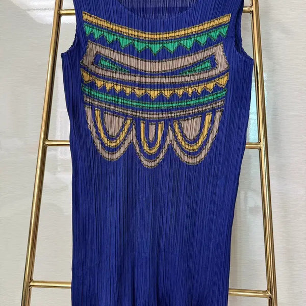 [BUNJANG] Pleats Please Striped Sleeveless Blouse / 플리츠 플리즈 단가라 나시 블라우스