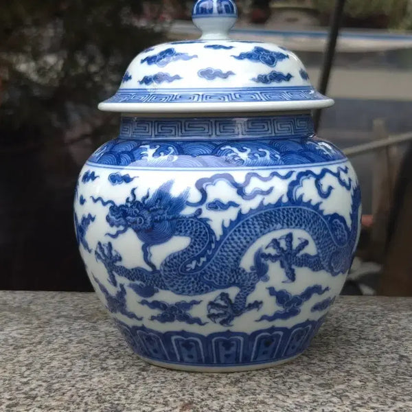 [BUNJANG] Blue and White Porcelain Tea Caddy with Dragon Motif / 중국도자기 청화 운용문 차호