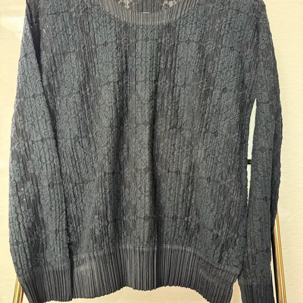 [BUNJANG] Pleats Please Knit Lace Long Sleeve Top / 플리츠 플리즈 니트레이스 긴팔