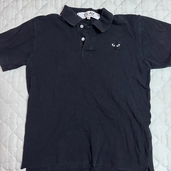 [BUNJANG] Comme des Garçons PLAY Black Heart Short Sleeve Polo Shirt XS / 꼼데가르송 플레이 블랙 하트 반팔 카라티 블랙 Xs