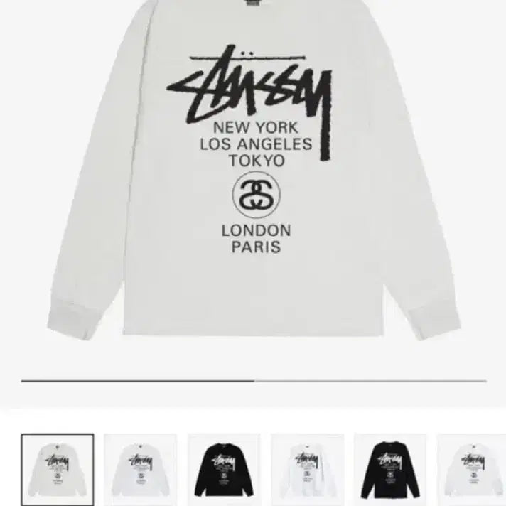 [BUNJANG] Stussy World Tour Long Sleeve T-shirt / (공홈) 스투시 월드투어 롱슬리브 반팔 후드티 후드집업