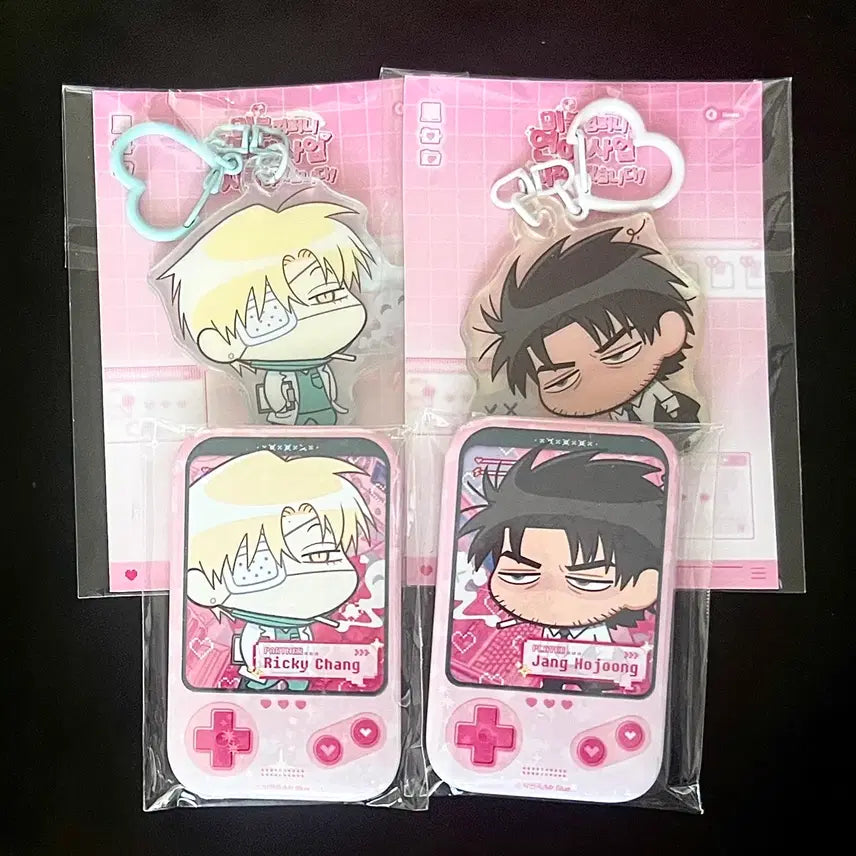 [BUNJANG] Mible Company "Invincible Champion" Ricky & Jang Ho-joong Acrylic Keychain & Can Badge Bundle Set / 미블컴퍼니 불굴의챔피언 불챔 리키챙 장호중 키링 캔뱃지 일괄 세트