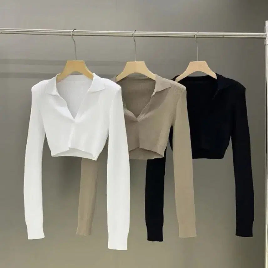 [BUNJANG] COZCAT Kara Cropped Knit Top / 코즈캣 카라 크롭티
