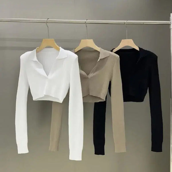 [BUNJANG] COZCAT Kara Cropped Knit Top / 코즈캣 카라 크롭티