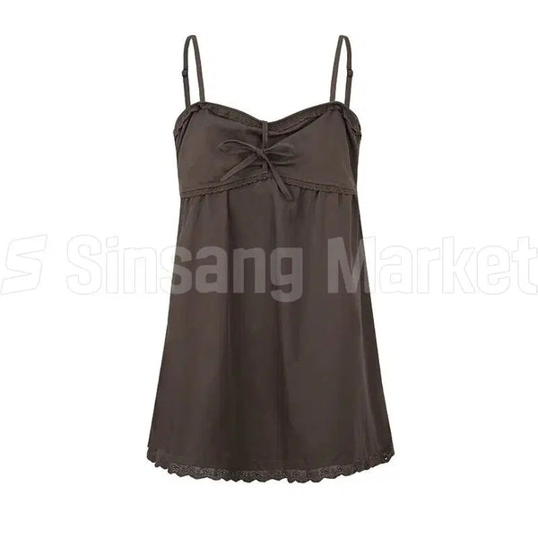 [BUNJANG] Buddy Ribbon Mini Dress / [빠른발송] 버디 리본 원피스 레이스 테잎 배색 리본 끈 조절 나시 미니