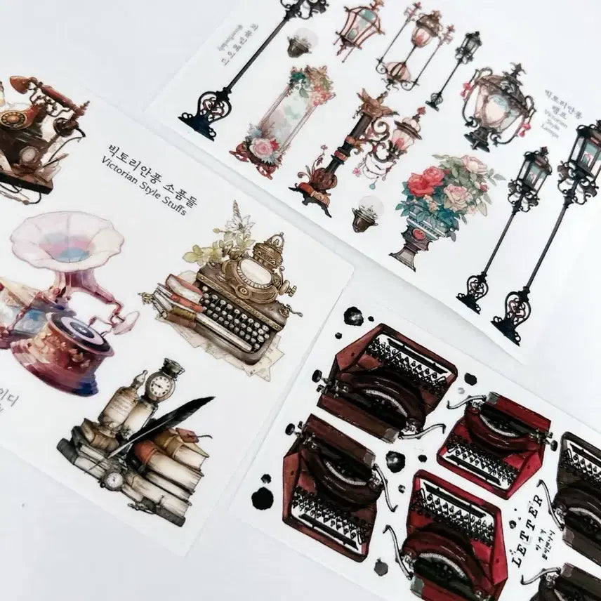 [BUNJANG] Vintage Accessory Stickers (Set of 3) / 빈티지 소품 스티커 3종
