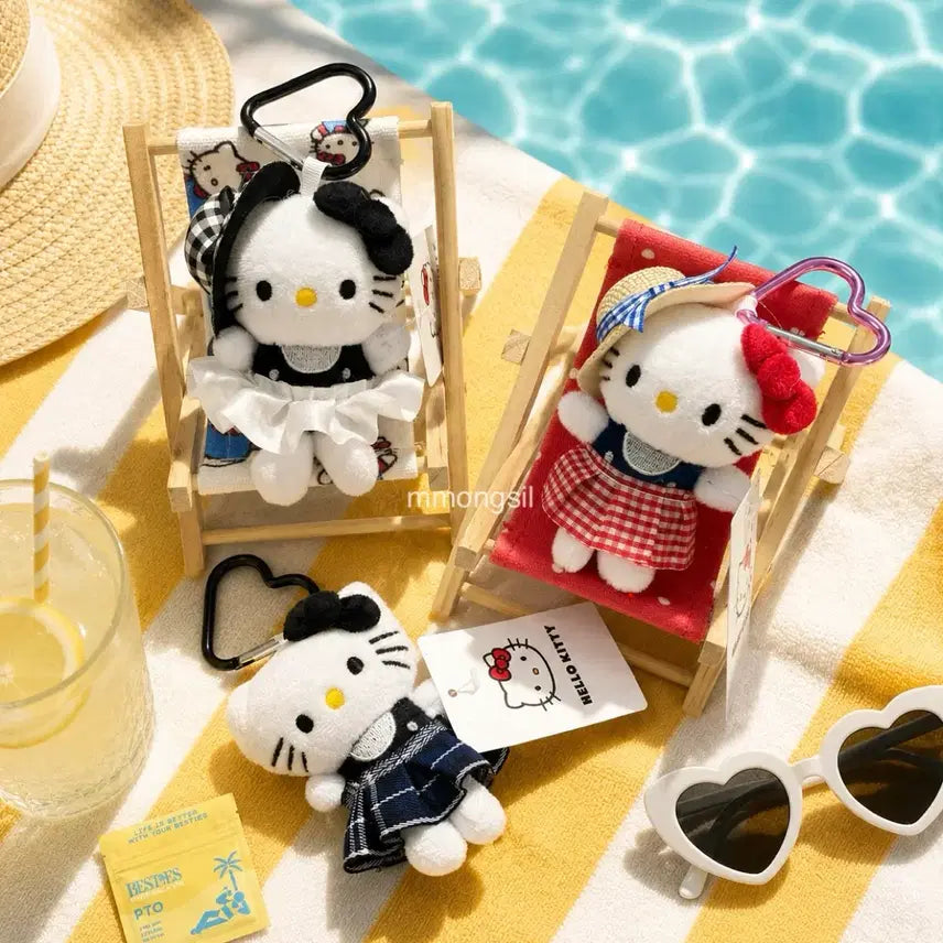 [BUNJANG] Hello Kitty "Vacances" Beach Straw Hat Doll Charm / 헬로키티 바캉스 해변 밀짚모자 인형 키링