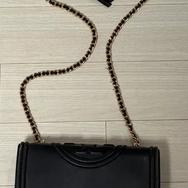 [BUNJANG] Tory Burch Fleming Quilted Chain Shoulder Bag Black / 토리버치 플레밍 퀼팅 체인 숄더백 블랙