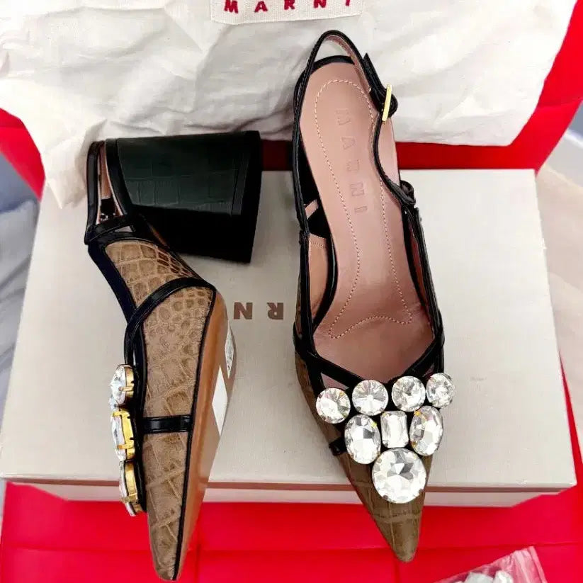 [BUNJANG] Marni Crystal Sandal Heels / 마르니 크리스탈 샌들힐 38 (245-250) 새상품 "정품"