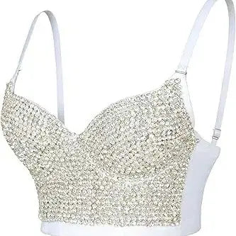 [BUNJANG] Crystal Cubic Bustier Bra Top for Broadcast Dance / (새옷) 크리스탈 큐빅 뷔스티에 브라탑 방송댄스