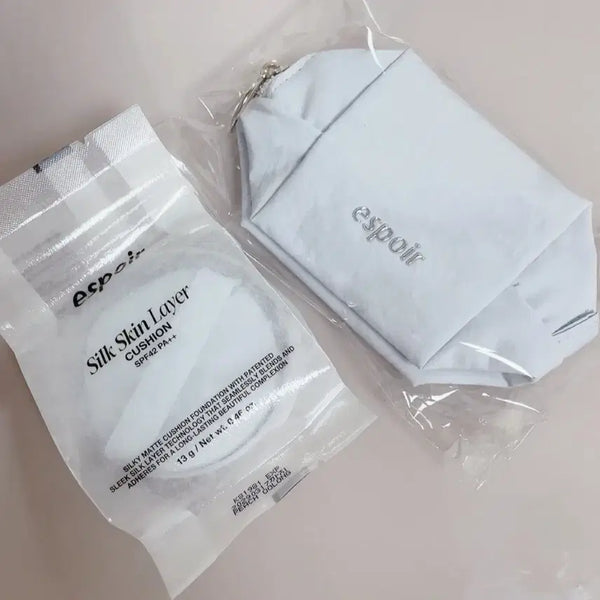 [BUNJANG] Espoir Silk Skin Layer Cushion Refill (Peach Oolong) with Mini Pouch / 에스쁘아 실크스킨 레이어 쿠션 리필 피치우롱/ 미니 파우치