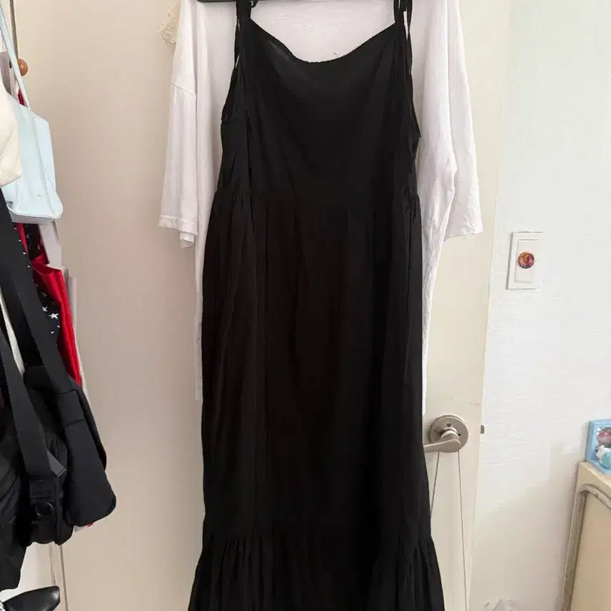 [BUNJANG] Black Ribbon Long Dress / 블랙 리본 롱 원피스